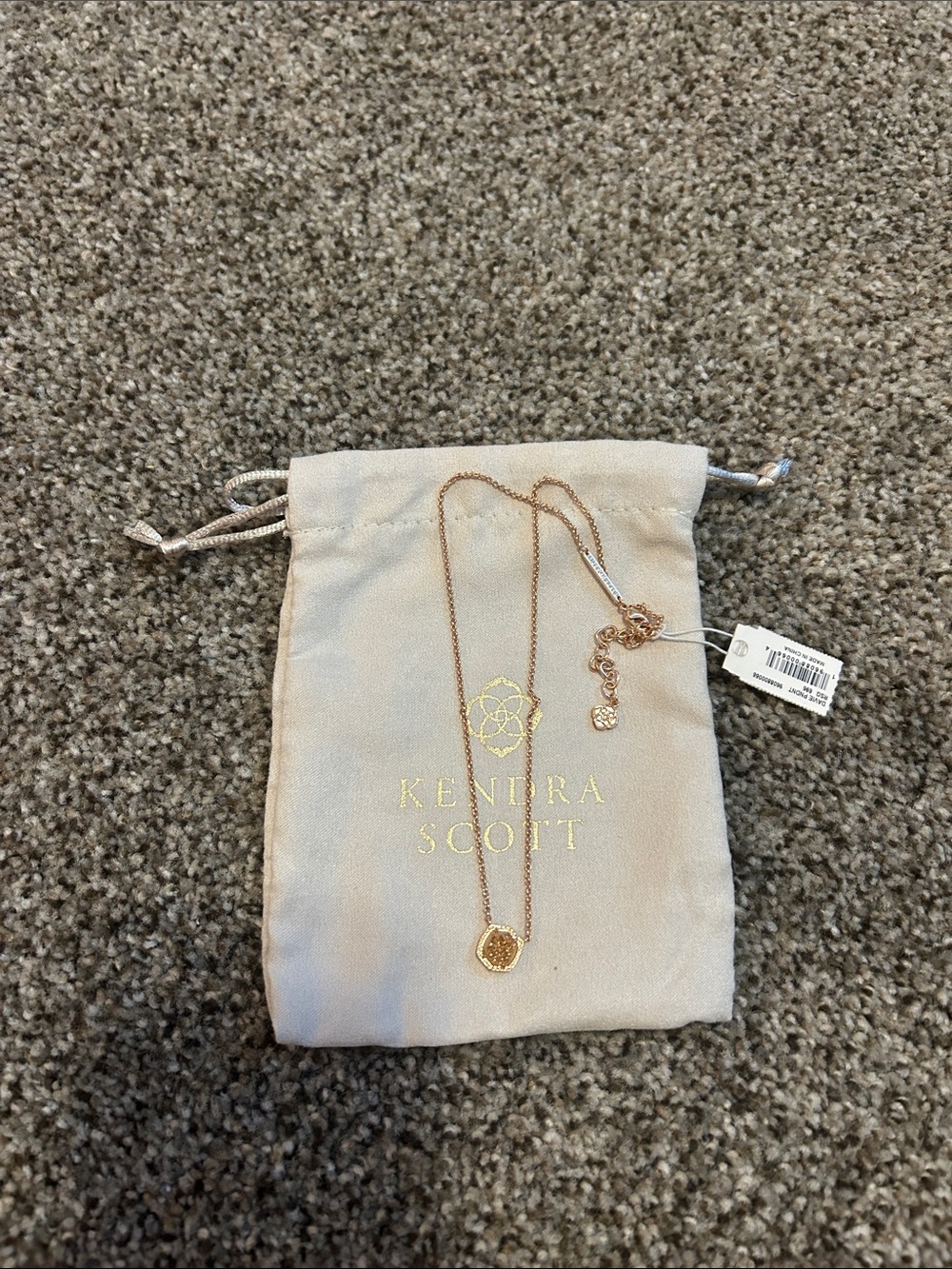 Kendra Scott Rose Gold Double Layer Druzy Pendant Necklace